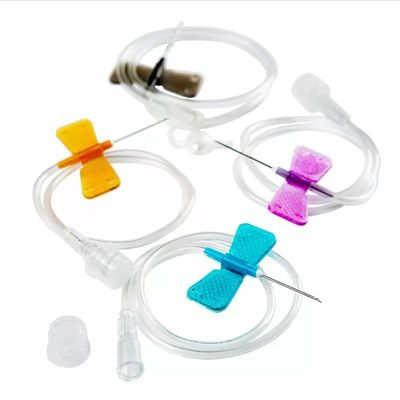 comprar 18-27G EO Aguja de mariposa estéril multicolor codificada Medico desechable Vena de la cabeza para perfusión y recolección de sangre fabricación en línea