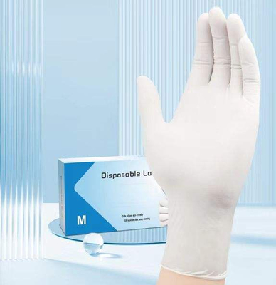 comprar Guantes de examen de látex desechables libres de polvo 4.5~6.5 g No estériles con función antideslizante Guantes de examen de látex al por mayor fabricación en línea