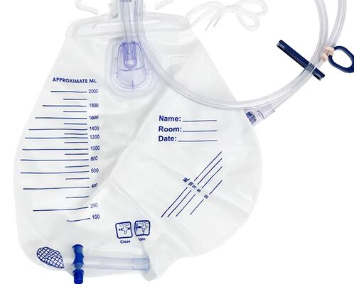 comprar Bolsa de drenaje de orina de PVC estéril de grado médico con capacidad de 2000 ml y válvula en T de salida inferior para un drenaje fácil fabricación en línea