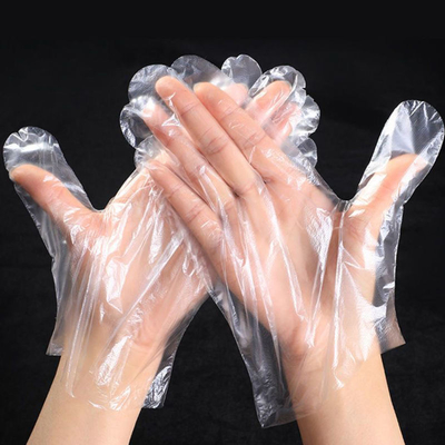 Buen precio Caja de 100 guantes desechables Guantes de plástico HDPE para alimentos Cocina Guantes desechables transparentes Guantes de cocina PE para restaurante y hogar en línea