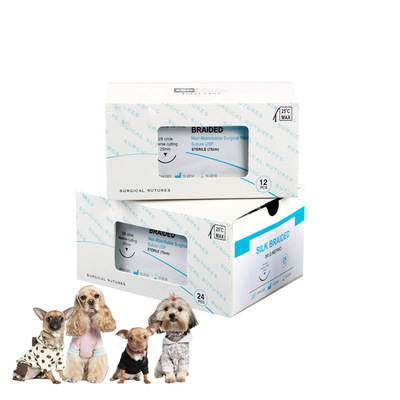 Buen precio Suturas Médicas No Absorbentes de Seda Trenzada para Animales Veterinarios con Aguja para Cierre de Piel Dental Veterinaria y Quirúrgica en línea