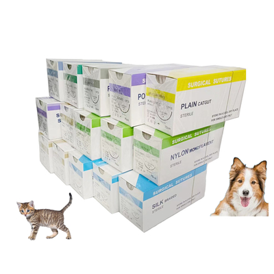 Buen precio Hospital Veterinario de Animales DOP Catgut cromico de seda de nylon PGA 910 75cm Suturas quirúrgicas con aguja estéril Perro gato Animales de compañía en línea
