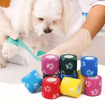Buen precio Vendaje elástico veterinario de grado médico, no estéril, dispositivo de clase I, venda flexible autoadherente para el cuidado de heridas y soporte articular de perros y gatos en línea