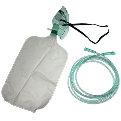Buen precio Máscara de oxígeno de PVC suave de grado médico no re-respiradora con bolsa de depósito de 1L y tubos de luz de estrella para terapia de oxígeno de alta concentración en línea