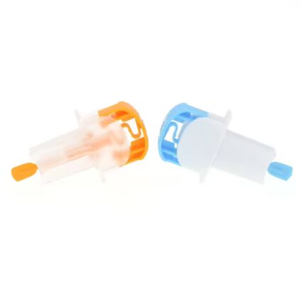 Buen precio Lanceta de sangre de seguridad de uso médico desechable estéril 28G con aguja activada por presión y auto-retracción en línea